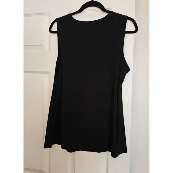 Ellen Tracy Black Sleeveless Women's Top W/Beaded Front Sz L Career Office - Picture 2 of 9